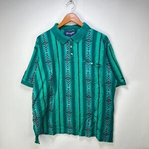 Vintage 90s Wrangler Western Aztec Polo Shirt 2XL